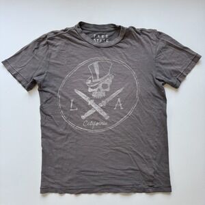 FREE STATE Los Angeles Cross Skull California Tee Shirt Mens XS‎ Top Hat Gray